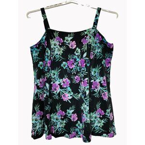 Swimsuits For All sz 34 Plus Floral Fit & Flare Swim Dress Built In Wireless Bra